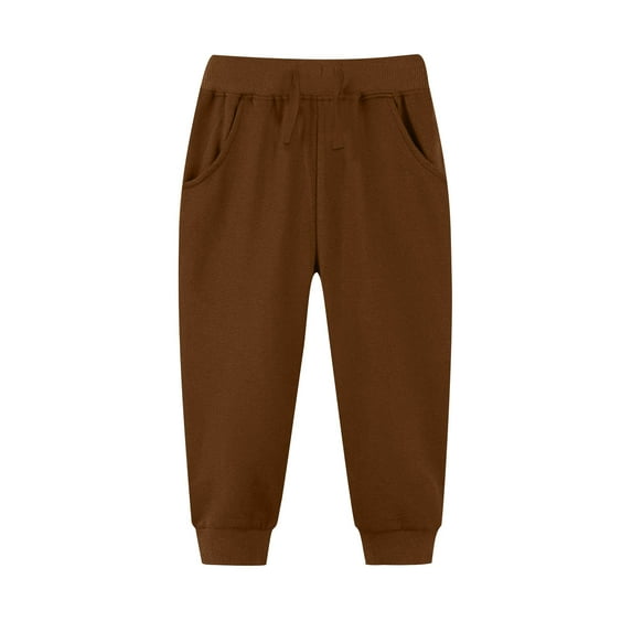 ATOGUTA Toddler Boy Girl Pants Size 1T-7 Stretch Pleated Soft Straight Leg Plain Long Cuff Leg Pants Brown