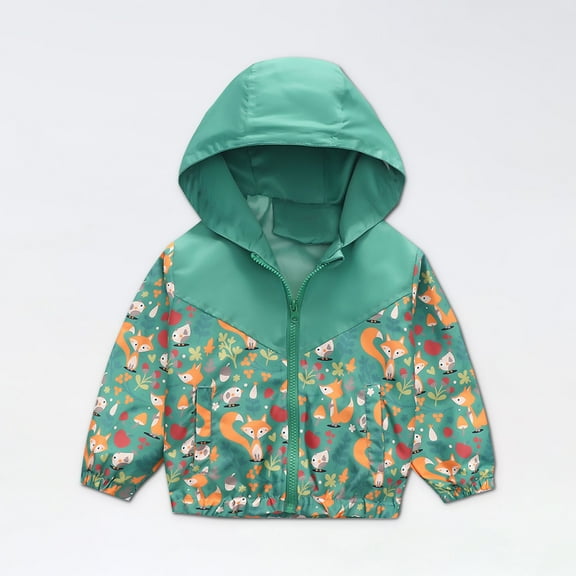 ATOGUTA Toddler Boy Jacket Fashion Cute Dinosaur Pattern Windproof Jacket Hooded Coat Green, Size 3T-9