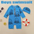 thumbnail image 1 of ATOGUTA Toddler Boy Rashguard Sunsuit Swimsuit with Swim Cap Printed Jumpsuit Boys Beach Summer Clothes Blue, Size 1T-6, 1 of 5