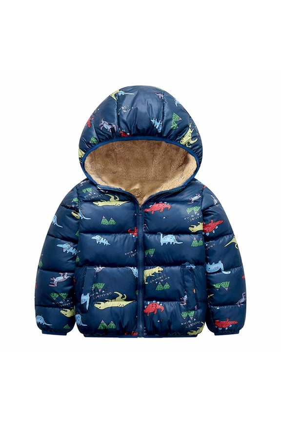 Toddler Boy Winter Coat Hooded Windproof Snow Winter Coat Outwear Dark Blue, Size 2T-8