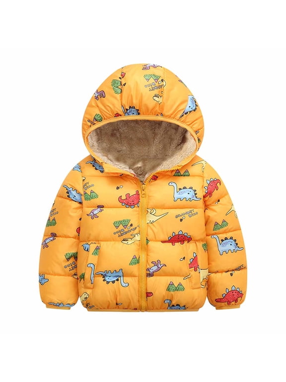 Toddler Boy Winter Jacket Hooded Windproof Snow Winter Coat Outwear Yellow, Size 2T-8