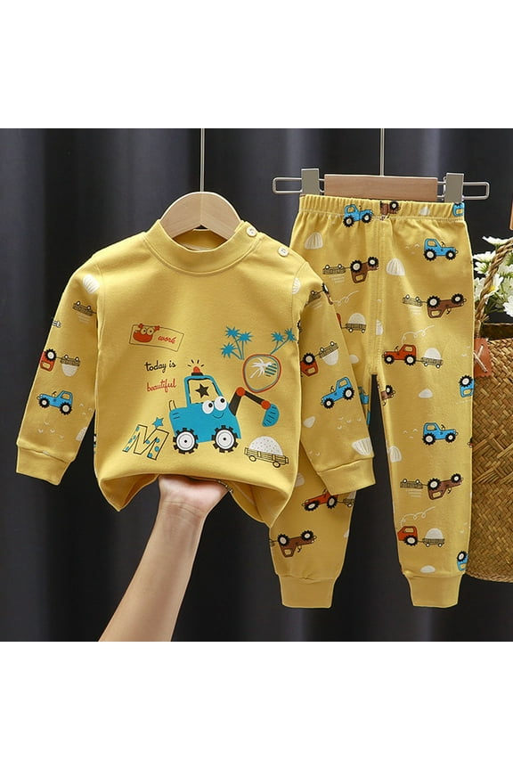 Toddler Boys Clothes Long Sleeve Sweatshirt and Pants Kids Fall Winter Outfits Set Yellow, Size 1T-7