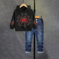 thumbnail image 1 of ATOGUTA Toddler Boys Clothes Size 2T-11 Graphic Hoodie and Denim Jeans 2-Piece Outfit Set Black, 1 of 5
