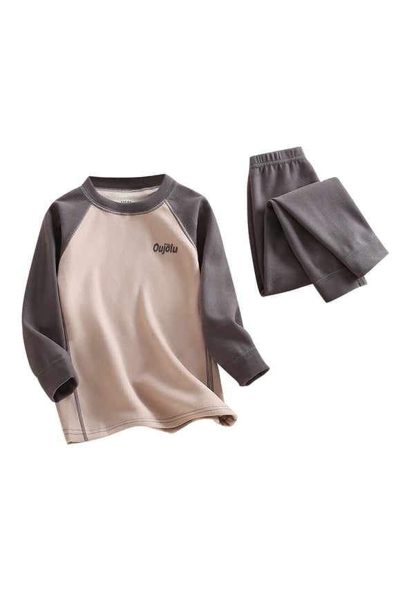 Toddler Boys Clothes Size 6M-18 Kids Base Layer Long Johns for Kids Top and Bottom for Winter Gray