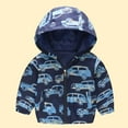 thumbnail image 1 of ATOGUTA Toddler Boys Down Jacket Cute Print Zip Jacket Hooded Trench Lightweight Kids Coats Windbreaker Casual Outerwear Blue, Size 2T-7, 1 of 4