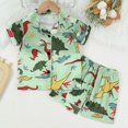 thumbnail image 1 of ATOGUTA Toddler Boys' Girls' Sets 1T-8 Cute Graphic Button Down Short Sleeve Shirts And Shorts Outfits Stain Homewear Green, 1 of 5
