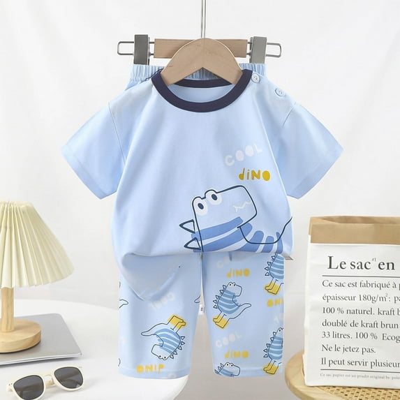 ATOGUTA Toddler Boys' Sets Size 3T-9 Short Sleeve Cool Summer PJ Set Kid Sleepwear Blue