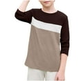 thumbnail image 1 of ATOGUTA Toddler Boys Shirts Long Sleeve T Shirts Kids Fall Tops Crewneck Basic Tees Size 3T-14, Coffee, 1 of 4
