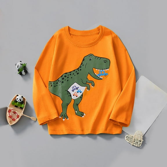 ATOGUTA Toddler Boys Tshirts Long Sleeve T-Shirts for Boys Kids Tees Clothes Summer Tops Orange, 3-9 Years