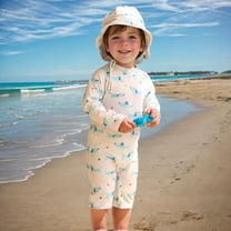 ATOGUTA Toddler Boys Zipper Rash Guard Swimsuit Sun Protection One Piece Beach Swimwear Bathing Suits Blue, Size 1T-7