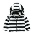 thumbnail image 1 of ATOGUTA Toddler Coat Zipper Striped Thick Hooded Coat Fleece Lined Warm Outwear Black, Size 2T-7, 1 of 5
