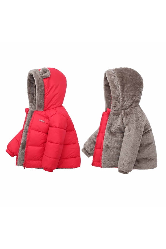 Toddler Coats for Boys Hooded Winter Coat Puffer Down Jackets Windproof Fleece Lined Red, Size 2T-8
