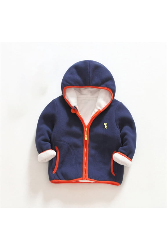 Toddler Coats for Girls Fleece Jacket Sherpa Fall Winter Full Zip Fuzzy Coat Outwear with Pockets Navy, Size 2T-7