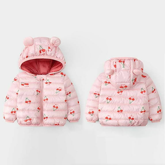 ATOGUTA Toddler Coats for Girls Hooded Puffer Jackets Coats Light Weight Padded Outerwear Pink, Size 1T-6