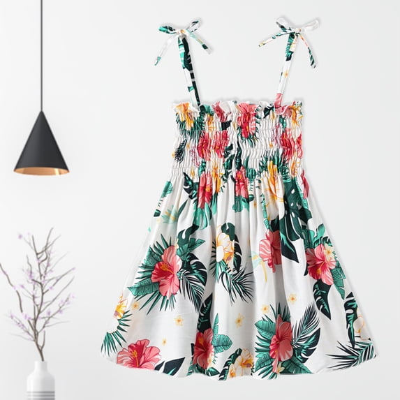 ATOGUTA Toddler Dress Summer Seaside Beach Dress Sling Floral Skirt , Sizes 1T-6
