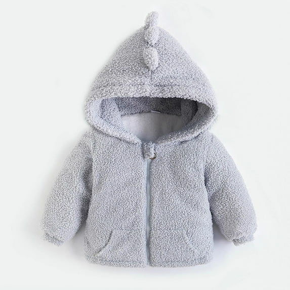 ATOGUTA Toddler Girl Coat Full Zip Fleece Jacket Sherpa Outwear Coat Fall Winter Gray, Size 12M-5T