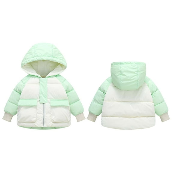 ATOGUTA Toddler Girl Coat Hooded Fleece Parka Coat Children Winter Zipper Outerwear Green, Size 1T-7