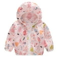thumbnail image 1 of ATOGUTA Toddler Girl Coat Summer Sun Protection Jackets Print Hooded Outerwear Zip Coat Pink, Size 1T-5T, 1 of 4
