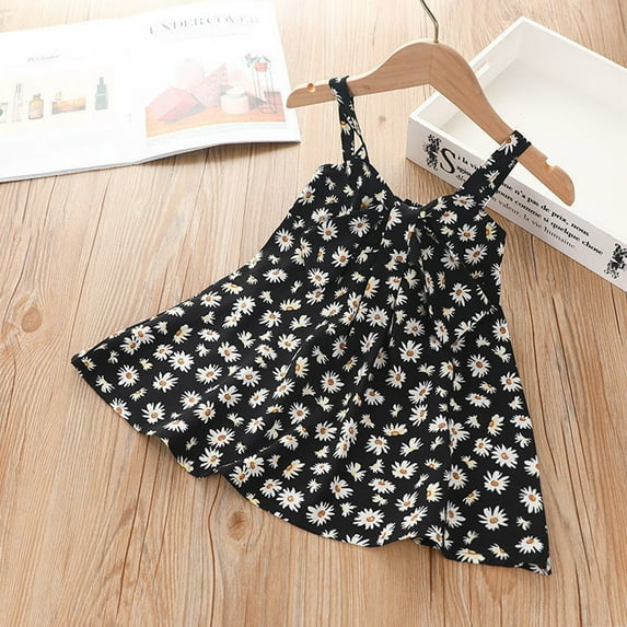 ATOGUTA Toddler Girl Dress Little Daisy Print Summer Savings Cami Princess Dresses Black, Sizes 12M-5T