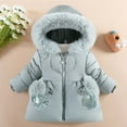 thumbnail image 1 of ATOGUTA Toddler Girl Winter Jacket Light Blue Fleece Lined Puffer Jacket Hooded Long Down Jacket Kids Coat Outerwear Size 9M-3T, 1 of 4