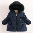 thumbnail image 1 of ATOGUTA Toddler Girl Winter Jacket Long Sleeve Hooded Parka Lightweight Warm Puffer Outwear with Pocket Size 2T-6, Dark Blue, 1 of 6