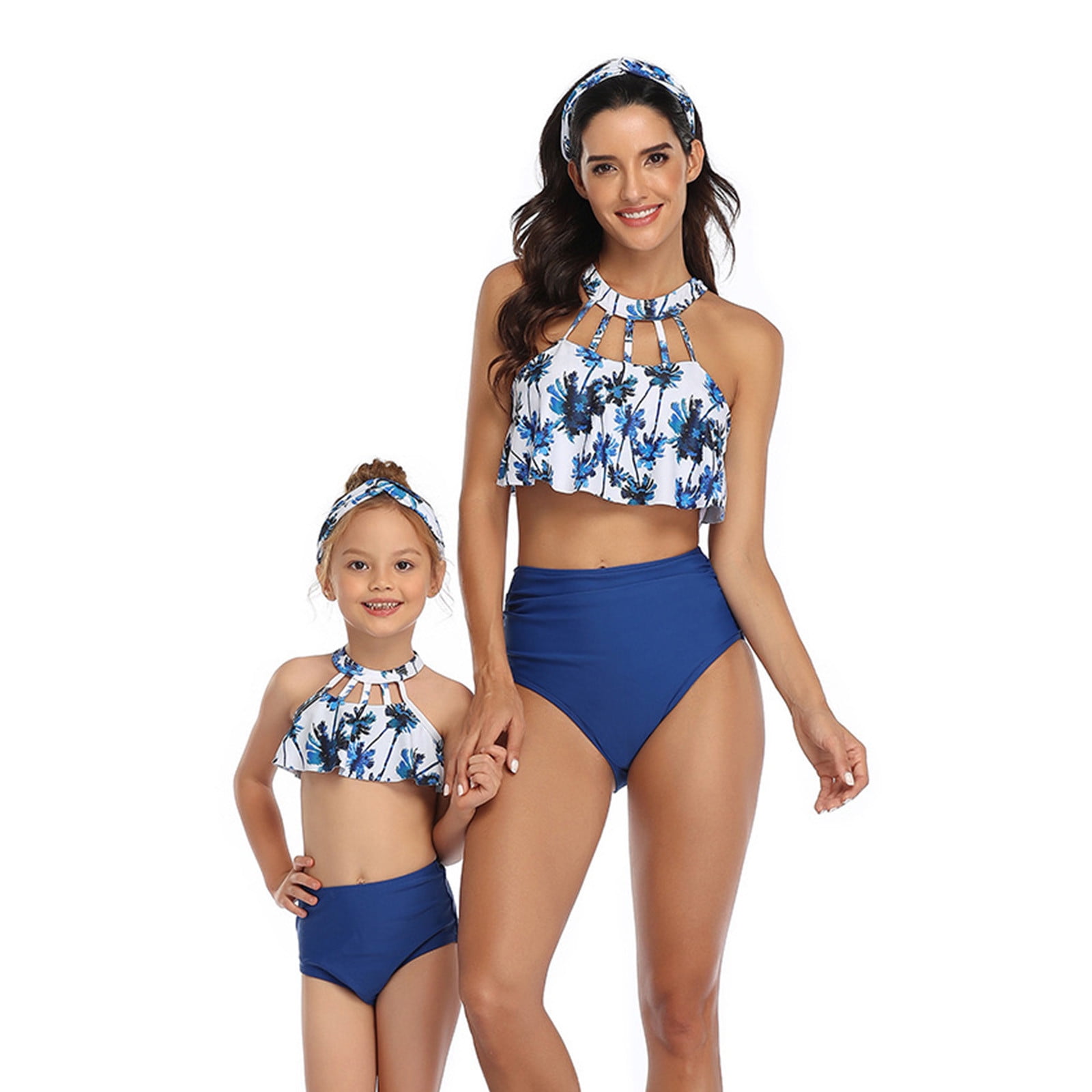 ATOGUTA Toddler Girls Bathing Suit 2 Piece Swimsuits Tropical Print High Waist Boho Bikini Set Blue Sizes 2T 10 Walmart
