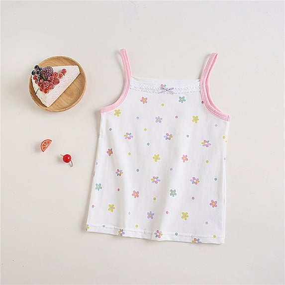 ATOGUTA Toddler Girls Camisole White Soft Sleeveless Shirts Kids Comfort Breathable Tank Tops Size 3T-11