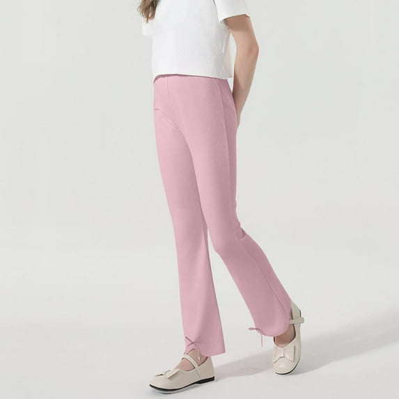 ATOGUTA Toddler Girls Pants Soft Comfortable Pants for Kids Stretchy Ankle Length Athletic Yoga Leggings Pink, Size 2-13 Years