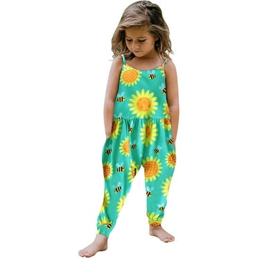ATOGUTA Toddler Girls Romper Jumpsuit One Piece Playsuit Spaghetti Strap Sleeveless Romper 1-5 Years