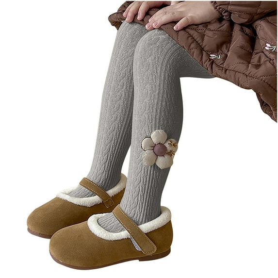 ATOGUTA Toddler Girls Tights Dance Ballet Footed Leggings Soft Warm Pantyhose for Kids Students Dark Gray, Sizes 2T-12