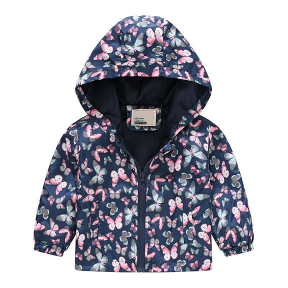 ATOGUTA Toddler Jackets for Girls Waterproof Hooded Boys Girls Fall Jackets Lightweight Jackets Navy, Size 2T-8