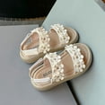 thumbnail image 1 of ATOGUTA Toddler Open Toe Sandals Girls White Open Toe Kids Summer Flat Sandals Fashion Dress Flower Shoes for Wedding Party, 1 of 5