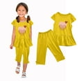 thumbnail image 1 of ATOGUTA Toddler Outfit Girl Size 1T-10 Short Sleeved Ruffle Tops and Elastic Waist Cropped Pants Set Yellow, 1 of 5