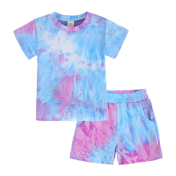 ATOGUTA Toddler Outfits for Boys Summer Tie-dye Short Sleeve Shorts Casual Homewear Suit, Sizes 9M-8