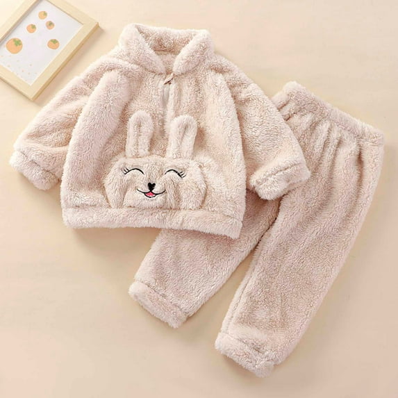 ATOGUTA Toddler Outfits Sets Baby Boys Girls Kids Fleece Pullover Pants Loose Plush Sleepwear 2 Piece Pjs Set Warm Loungewear Fuzzy, Sizes 6M-4T