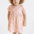thumbnail image 1 of ATOGUTA Toddler Princess Dress New Short Sleeve Floral Princess Dress Orange, Sizes 2T-7, 1 of 5