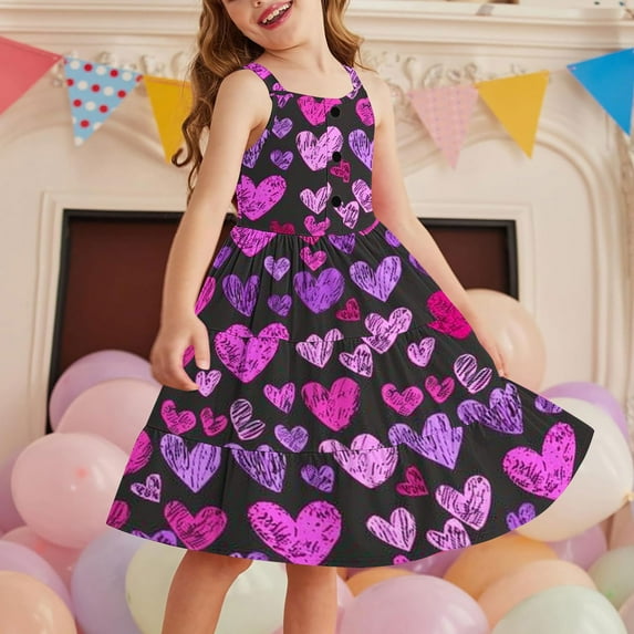 ATOGUTA Toddler Princess Dress Sleeveless Casual Flowy Tiered Dress with Pockets Multicolor, Size 2-12 Years