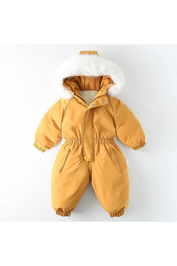 Toddler Snowsuits Ski Suits Winter Fleece Coats Jackets Hooded Jumpsuits for Boys and Girls Size 1-5T, Orange
