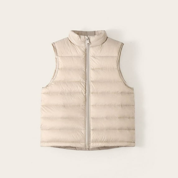 ATOGUTA Toddler Vest Boy Girl Warm Lightweight Sleeveless Outerwear Vests Beige, Size 4T-16