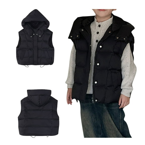 ATOGUTA Toddler Vest Boy Girl Warm Lightweight Sleeveless Outerwear Vests Black, Size 3T-14