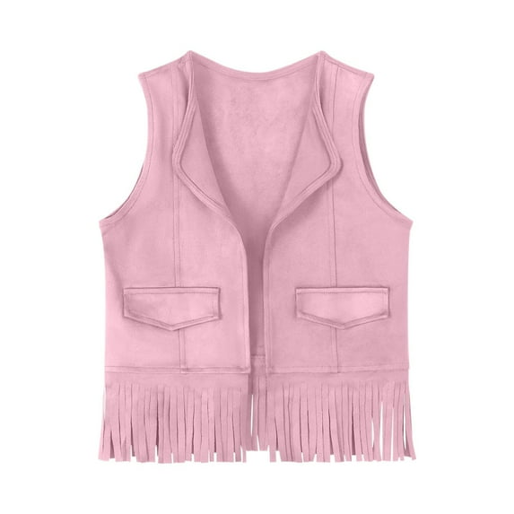 ATOGUTA Toddler Vest Casual Sleeveless Kids Short Faux Leather Outwear Blouse Pink, Kids Jackets 3T-12