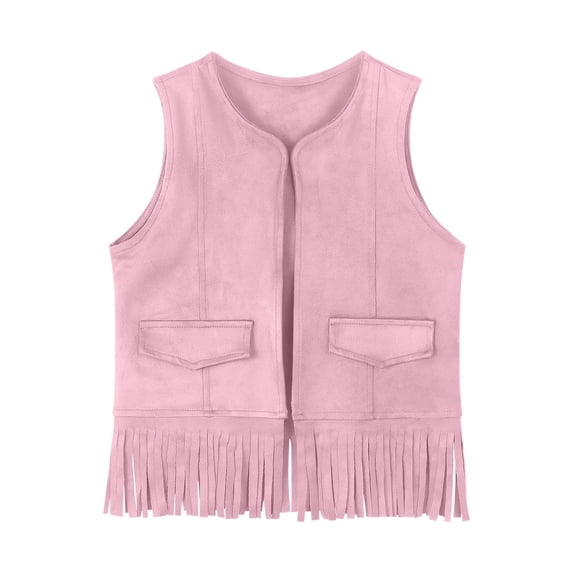 ATOGUTA Toddler Vest Casual Sleeveless Kids Short Faux Leather Outwear Blouse Pink, Kids Jackets 3T-12