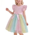 thumbnail image 1 of ATOGUTA Tulle Dress for Girls Ruffle Sleeve A Line Wedding Pageant Dresses Princess Birthday Party Ball Gown Size 3T-10. Pink, 1 of 6