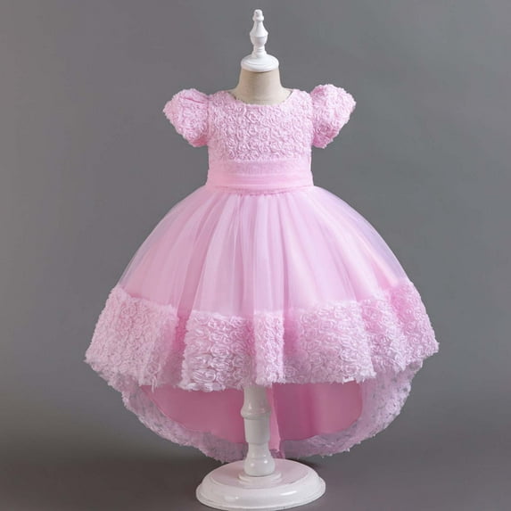 ATOGUTA Tutu Dress for Girls Kids Prom Puffy Tulle Ball Gown Flower Girl Dresses for Wedding Toddler Pink, Size 3T-12