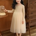 thumbnail image 1 of ATOGUTA Tutu Dress for Girls Tulle Fall Winter Long Sleeve Ruffle Holiday Party Dress Beige, Size 4T-16, 1 of 5