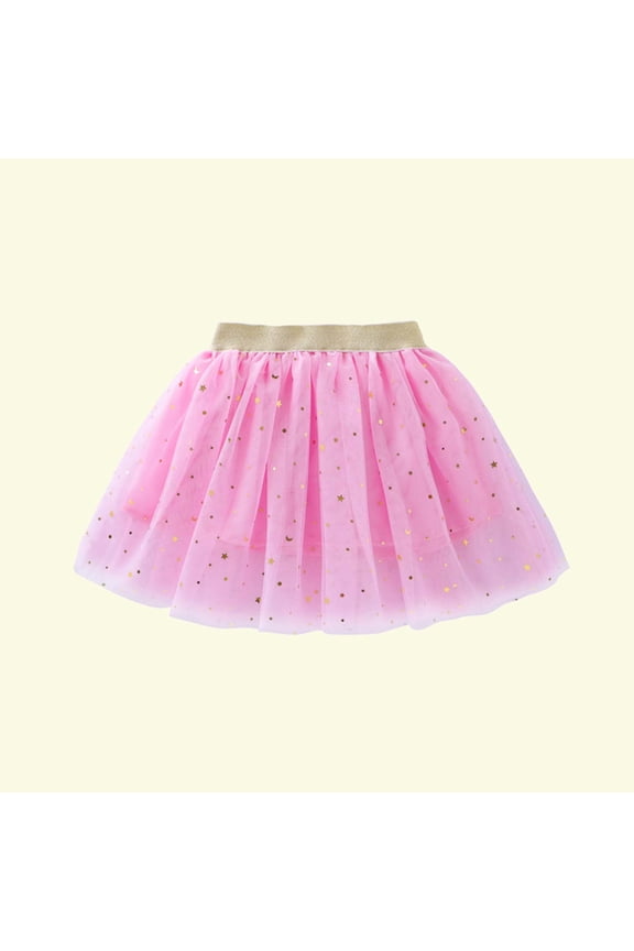 Tutu for Girls Cute Party Dance Mesh Sequins Stars Tulle Skirt, Sizes 2T-14