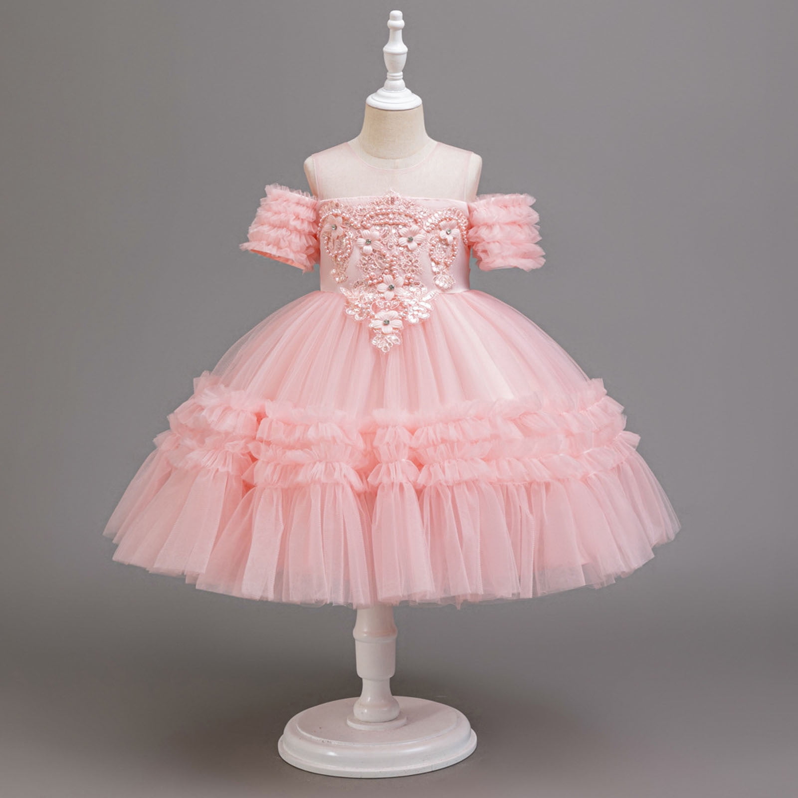 ATOGUTA Tween Dresses Tulle Dress Tutu Birthday Princess Dresses Formal Photoshoot Outfit Summer Clothes Size 3T-12, Pink