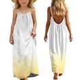 thumbnail image 1 of ATOGUTA Tween Girl Dresses Boho Spaghetti Strap Summer Vacation Beach Bodycon Maxi Dress Size 5T-14. Yellow, 1 of 6