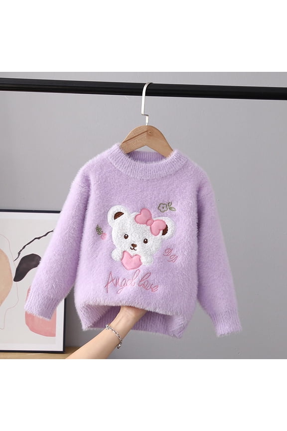 Ugly Christmas Sweater Kids Crew Neck Ski Pullover Sweaters Long Sleeve Knitwear Jumper Tops Purple, Size 3T-7