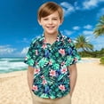 thumbnail image 1 of ATOGUTA Undershirts for Boys Short Sleeve Button Down Hawaiian Shirt Beach Tropical Summer Casual Shirts for Kids Green, 2-15 Years, 1 of 5